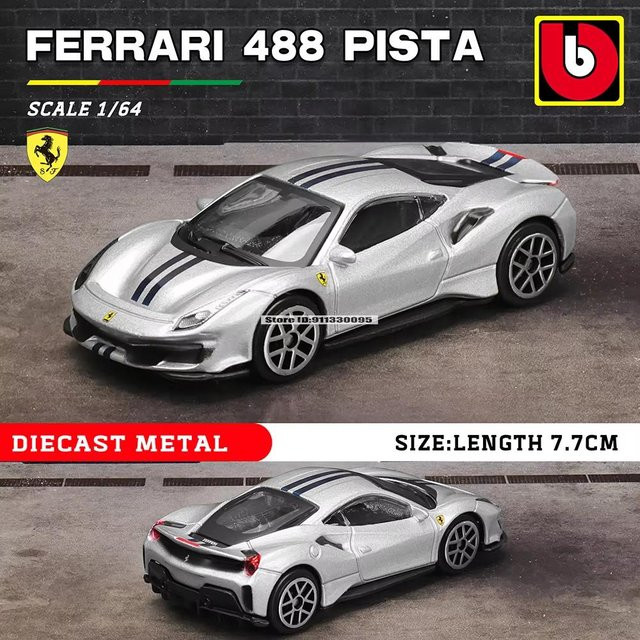 Bburago Ferrari California T 488 Pista Roma, Automodell, 1:64, Grau - Bild 1