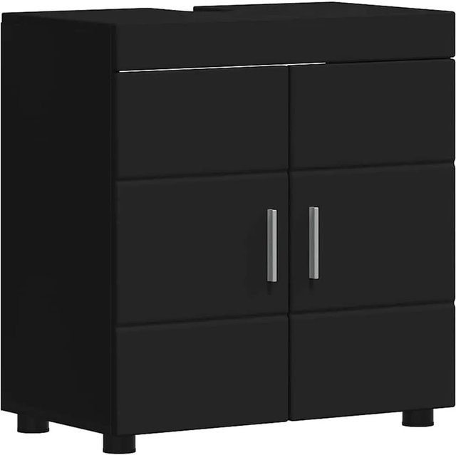 vidaXL Badezimmer Waschbecken Schrank TULUM Schwarz Matt, Modernes Design, B/T/H: 60 x 34 x 63 cm - Bild 1