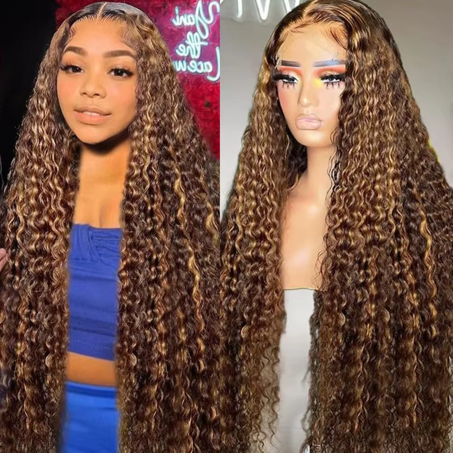 LETMIEO Deep Wave Lace Front Perücke aus Echthaar, P4/27 Ombre, Damen - Bild 3
