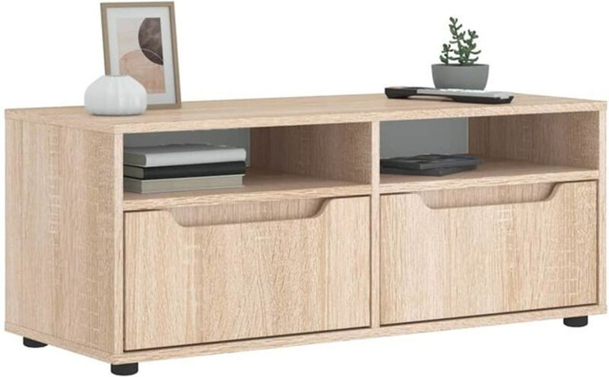 Vidaxl TV-Schrank Visnes in Eiche Natur, skandinavisches Design aus Holzwerkstoff, B/T/H: 100 x 40 x 38 cm - Bild 1