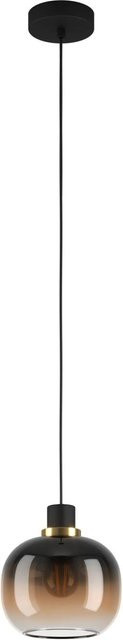 Eglo Pendelleuchte Oilella 1-flammig Schwarz-Messing-Gebürstet mit Glas, Höhe: 110 cm, Durchmesser: 19 cm - Bild 1
