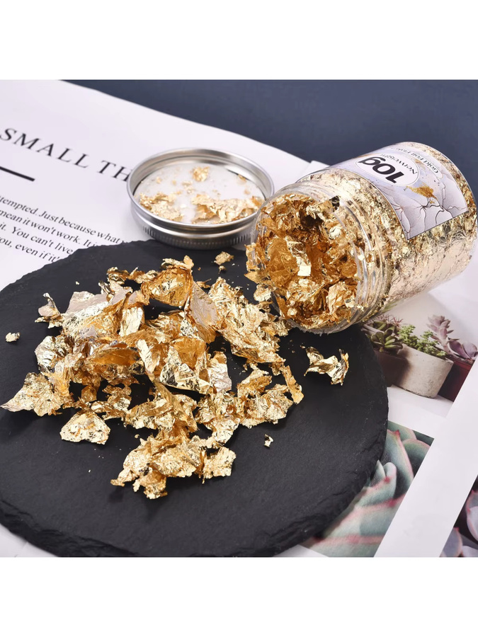 Glänzende Gold und Silber Blattgold-Imitationen aus Kupferfolie für DIY-Handwerk und Nail Art Dekoration - Bild 6