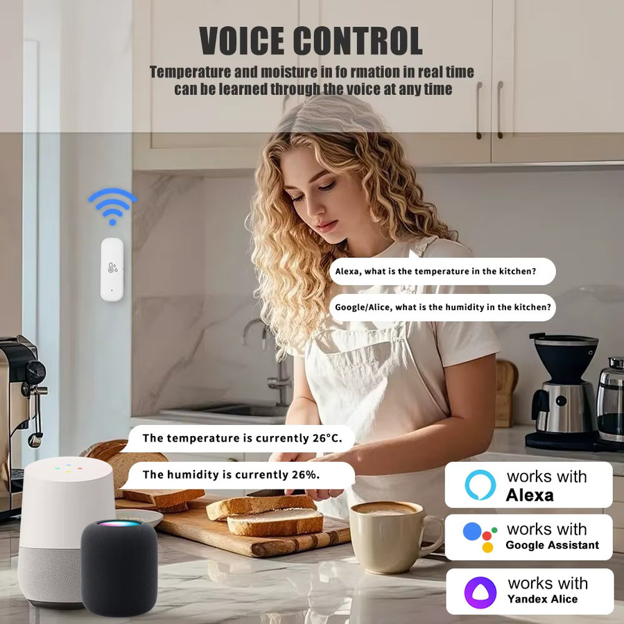 Tuya Smart Home WiFi Temperatur und Feuchtigkeit Sensor in Weiß mit App-Steuerung für Alexa und Google Home - Bild 4