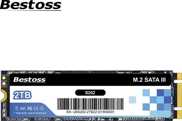 Bestoss M.2 SATA 3.0 NGFF SSD Interner Solid State Drive für Desktop und Laptop, Farbe: Schwarz - Bild 1