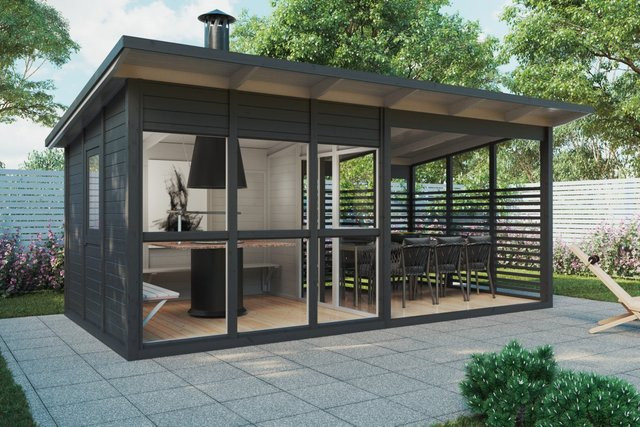 Grillpavillon Elias von Hansagarten24 aus Holz in Braun, B/T: 6 x 4 m - Bild 1