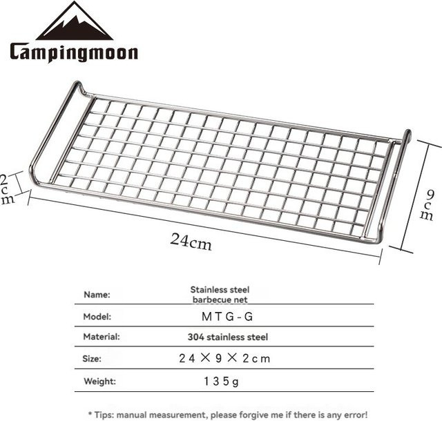 CAMPINGMOON MTG-G Outdoor-Campinggrill mit Edelstahl-Grillnetz aus 304 Edelstahl in Silber - Bild 1