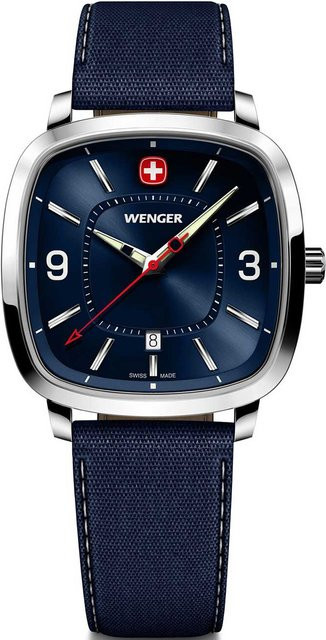 Wenger Herrenuhr, Quarz, Edelstahl, Blau, 37 mm, 5 ATM - Bild 1