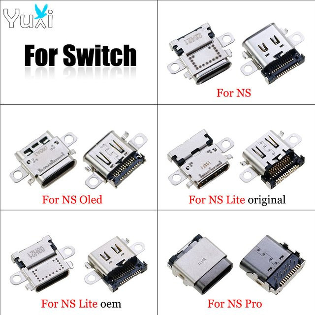 YuXi USB-Typ-C-Ladeanschluss in Silber als Reparaturteil für Nintendo Switch, Lite, OLED und NS Pro Konsolen - Bild 1