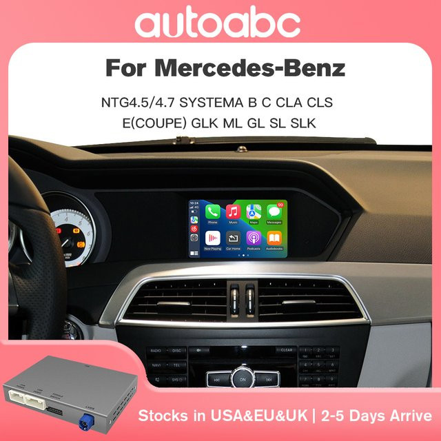 AUTOABC Kabelloser CarPlay und Android Auto Decoder für Mercedes Benz C-Klasse W204 C117 W176 CLS GLK NTG 4.5 4.7 inklusive OEM-Mikrofon und Bluetooth - Bild 1