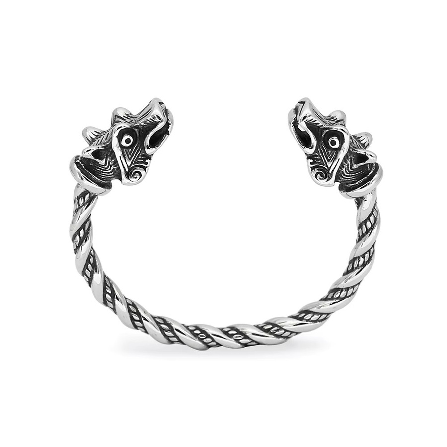 owlucky Armband, Wolf Kopf, Edelstahl, Silber, Unisex, Vintage - Bild 3