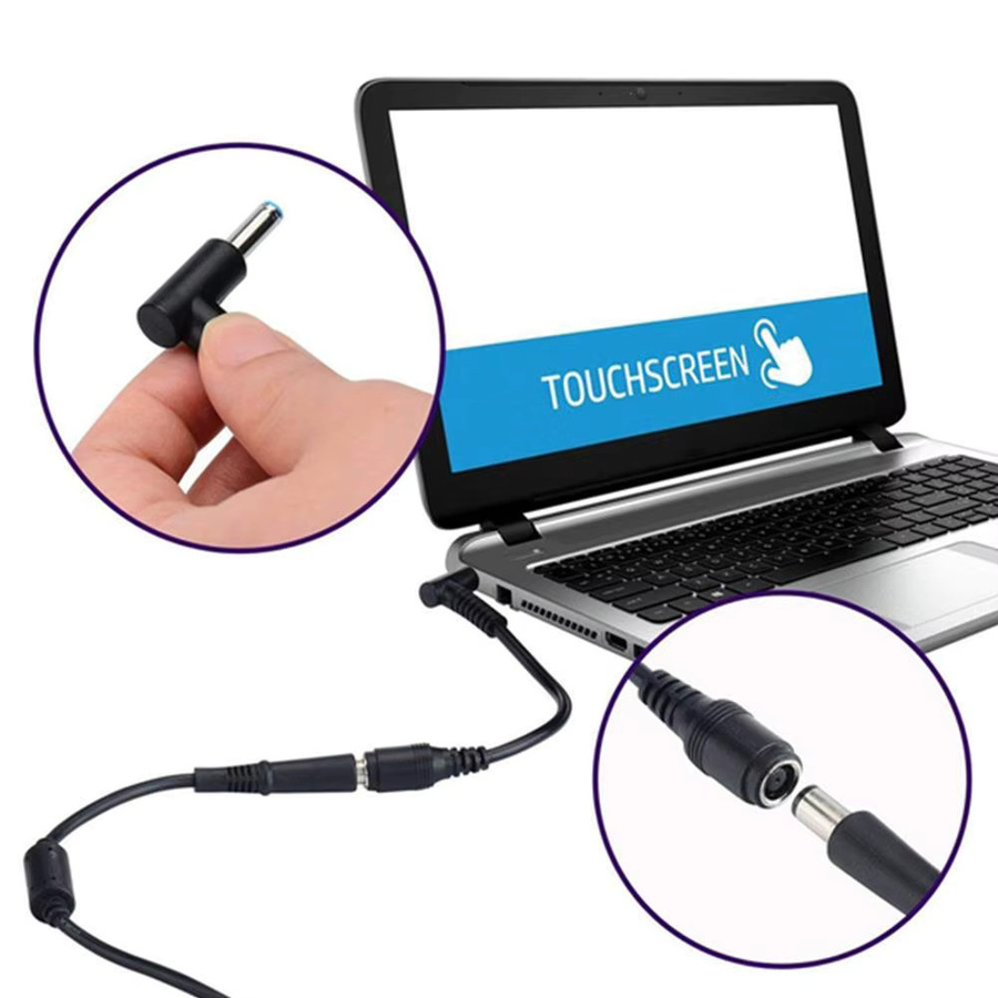 Stecker-Konverter-Adapter für HP und Dell mit 7,4 mm auf 4,5 mm Anschluss, Ersatz-Stromkabel mit Blue Tips in Blau und Schwarz - Bild 5