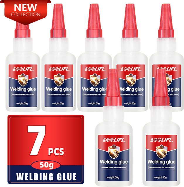 LOOLIFL Superkleber Set 7 Stück, hochfester Cyanacrylat-Flüssigkleber für Leder, Gummi, Holz und Metall, 50 ml pro Einheit - Bild 1