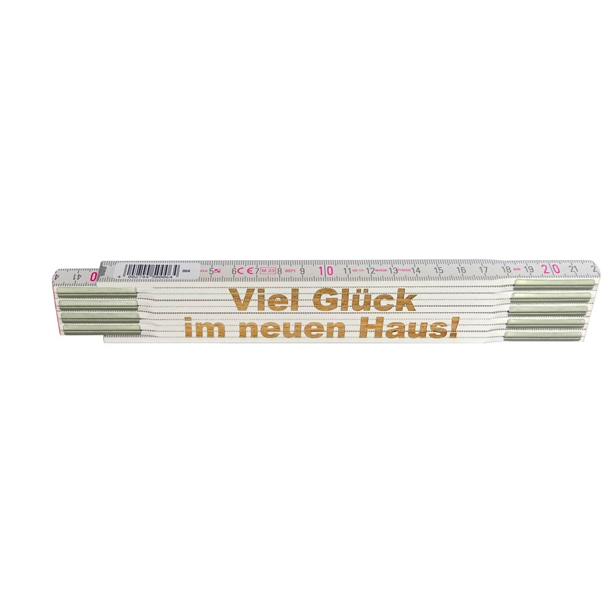 Stabila Zollstock aus Holz mit Lasergravur Viel Glück im neuen Haus, weiß, 2 m - Bild 2