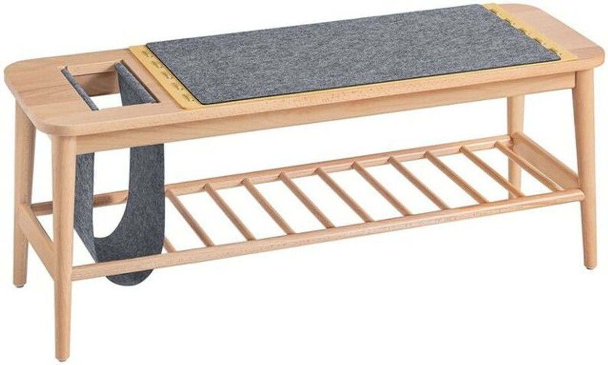 SOBUY Schuhbank HFSR02-N aus Buche in Natur mit Stauraum und Schuhregal, B: 110 cm, H: 44 cm, T: 37 cm - Bild 1