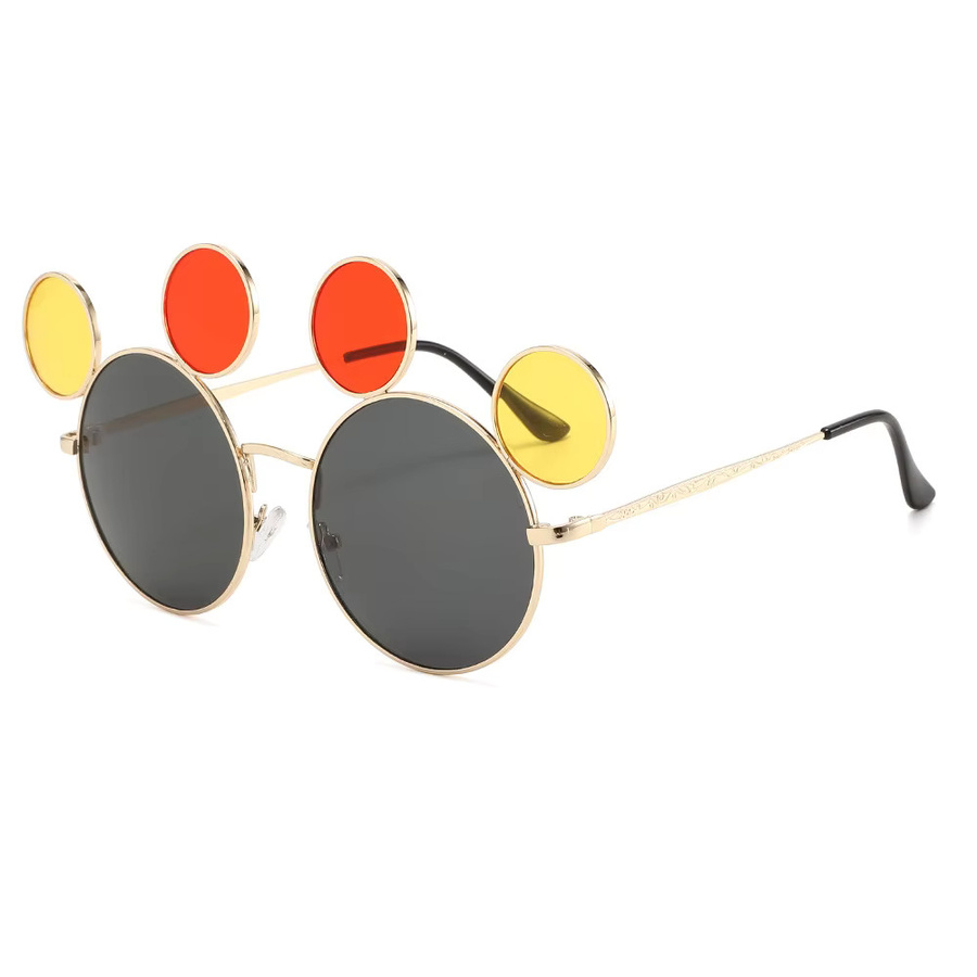 Erilles Sonnenbrille, Bärenform, Rund, Vollrand, Metall, Multicolor, Damen - Bild 1