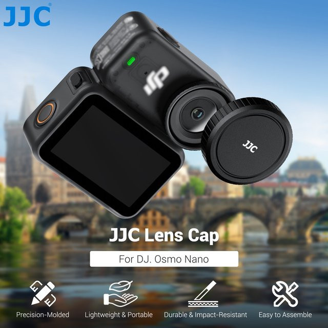 JJC Objektivdeckel und Glas-Objektivschutz für DJI Osmo Nano in Schwarz aus Aluminiumlegierung mit Silikonkappe - Bild 1