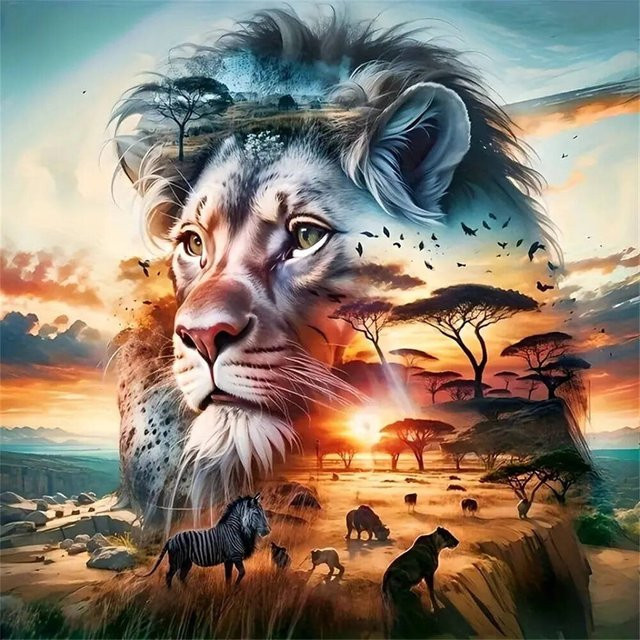 KAYOU Puzzle, Löwenmuster, 1000 Teile, Bunt / Mehrfarbig - Bild 1