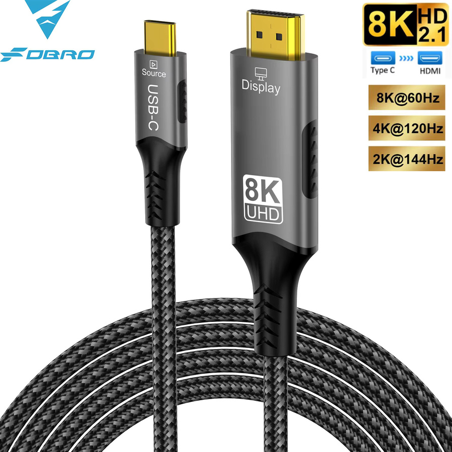 FDBRO USB-C auf HDMI 2.1 Kabel für 8K@60Hz, 4K@120Hz und 2K@240Hz, kompatibel mit MacBook, iPad und Samsung Galaxy - Bild 7
