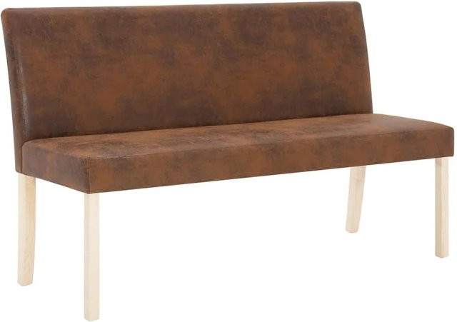vidaXL Sitzbank in Braun mit Wildleder-Optik und Kiefernholz-Gestell, Breite: 139,5 cm - Bild 1