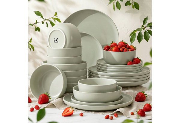 KONSIMO® Kombiservice VICTO Geschirrset aus Steinzeug, 24-teilig, für 6 Personen, matt
