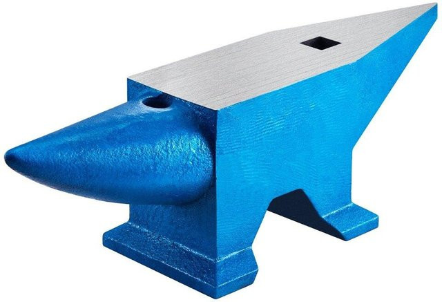 Einhorn Amboss aus Gusseisen mit rundem und quadratischem Loch, 60 kg, Blau - Bild 1