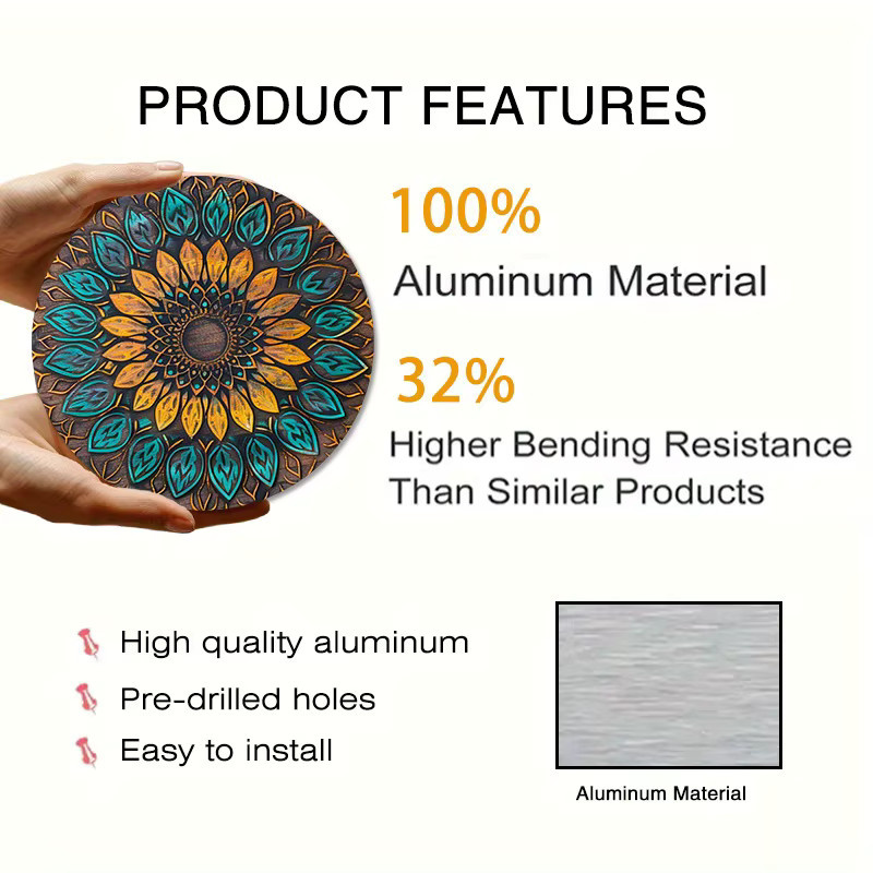 Potdemiel Vintage Mandala Wanddeko aus Metall, rund, Multicolour, B/B: 20,3 x 20,3 cm - Bild 4