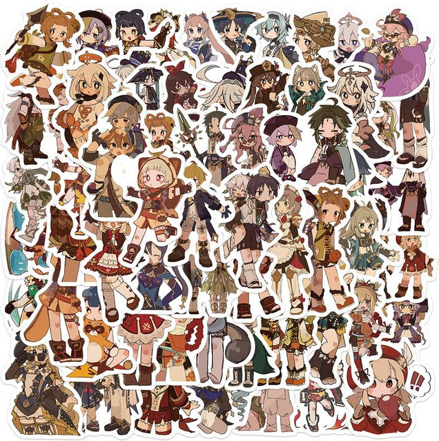 Rspctou Genshin Impact Aufkleber, Cartoon Anime-Sticker, Set - Bild 1