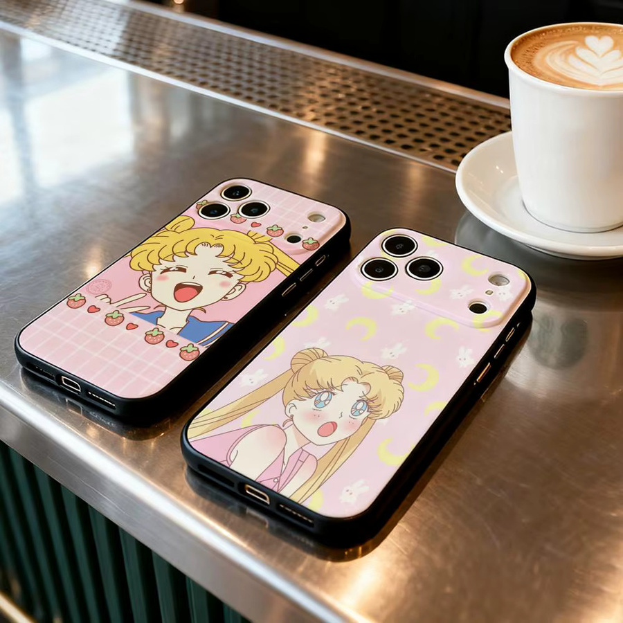 Anime S-Sailors Girl M-Moons Handyhülle für iPhone 17 16 15 14 13 12 11 Pro Max Plus Air Mini Soft Case in Schwarz - Bild 2
