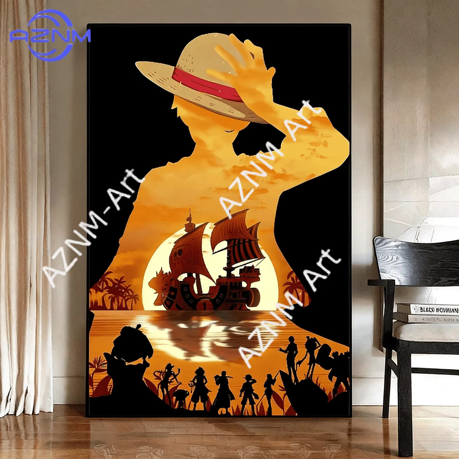 Kayou One Piece Anime Luffy Gear 5 und Zoro HD-Druck-Leinwandposter in Schwarz und Multicolour als Wanddekoration - Bild 2