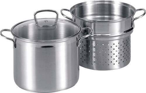 Krüger Haushaltswaren SPA24 Spaghetti-Topf aus Edelstahl mit Glasdeckel, Silber, Durchmesser: 24 cm - Bild 1