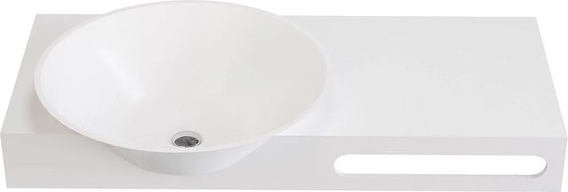 Vente-unique Waschtischplatte Yumiko mit Aufsatzwaschbecken aus Solid Surface in Weiß, B: 100 cm, T: 54 cm, H: 20 cm - Bild 1