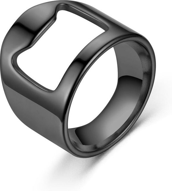 D2 market Flaschenöffner-Ring aus Edelstahl in Schwarz als praktisches Gadget für Herren - Bild 1