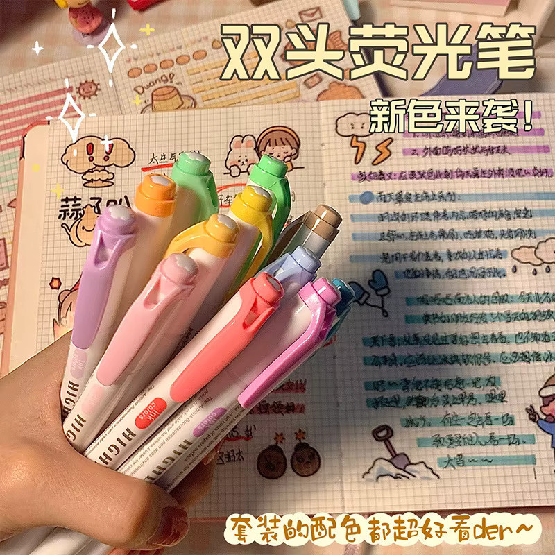 Doppelkopf Textmarker Set in Mehrfarbig für Graffiti und Kunst Skizzenmarker im Kawaii Design - Bild 2