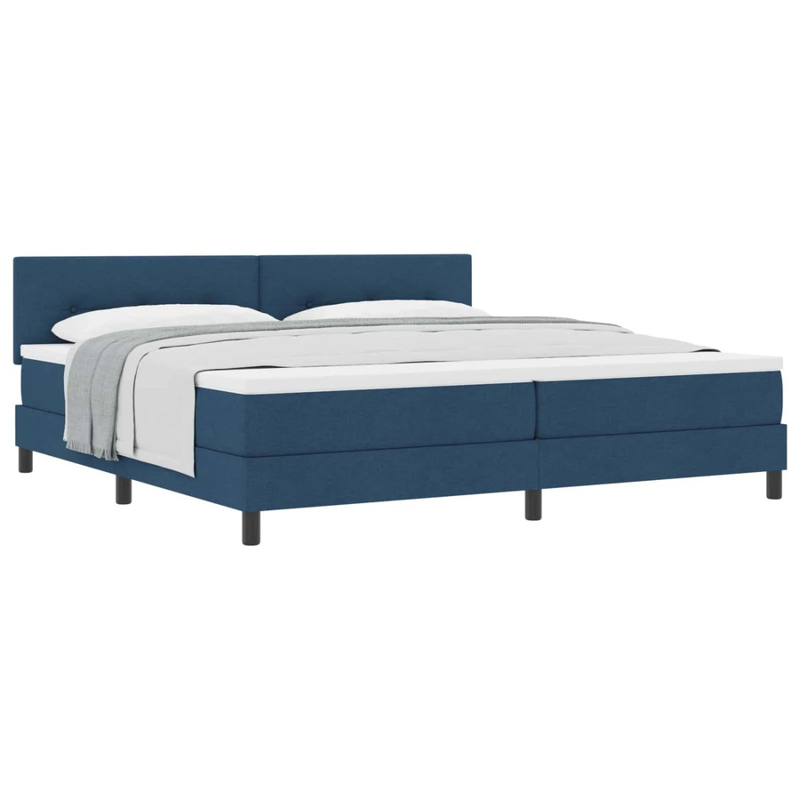 vidaXL Boxspringbett mit Matratze und Kopfteil in Blau, Hybridbett mit Taschenfederkern, B/T: 200 x 200 cm - Bild 2