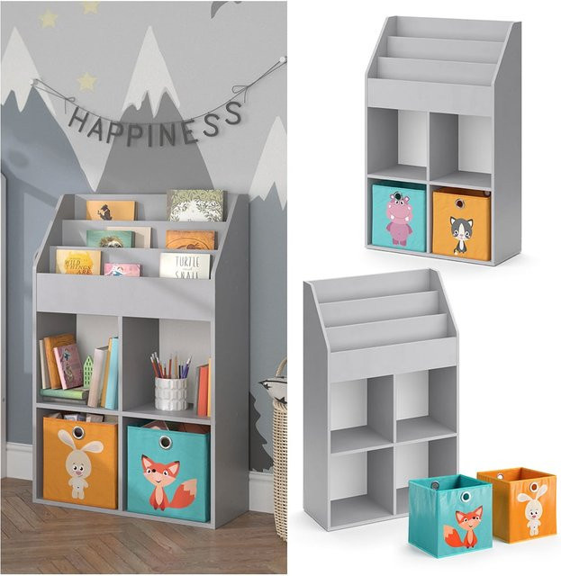 Vicco Kinderregal Luigi Bücherregal Hellgrau B: 72 cm, H: 127,9 cm, freistehend - Bild 1