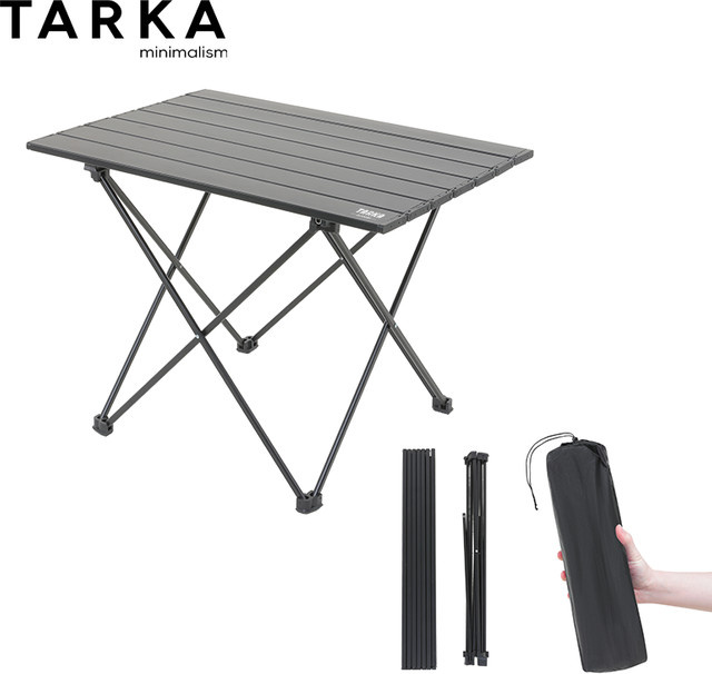 TARKA Camping-Klapptisch aus Aluminium in Schwarz, faltbarer Outdoor-Picknicktisch für Garten und Angeln - Bild 1