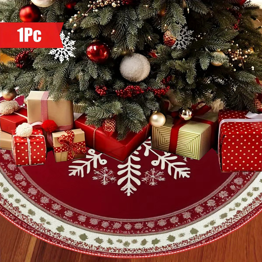 VIKAMA Weihnachtsbaumkleid in Rot mit Schneeflocken- und Floral-Design - Bild 2