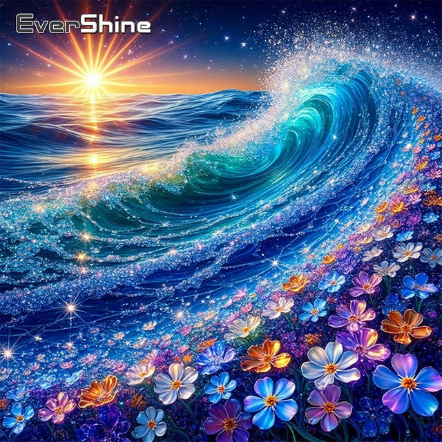 EverShine 5D-Diamant-Mosaik Meereslandschaft mit Strass, buntes Blumen- und Sommer-Motiv als handgefertigtes Landschaftsgemälde - Bild 1