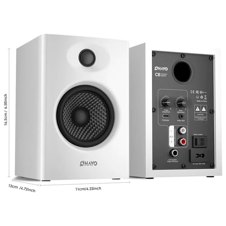 OHAYO 60W Aktive Regallautsprecher in Schwarz mit Glasfaser-Einheit, Bluetooth 5.3 und Multi-Eingängen für USB, RCA und AUX - Bild 6
