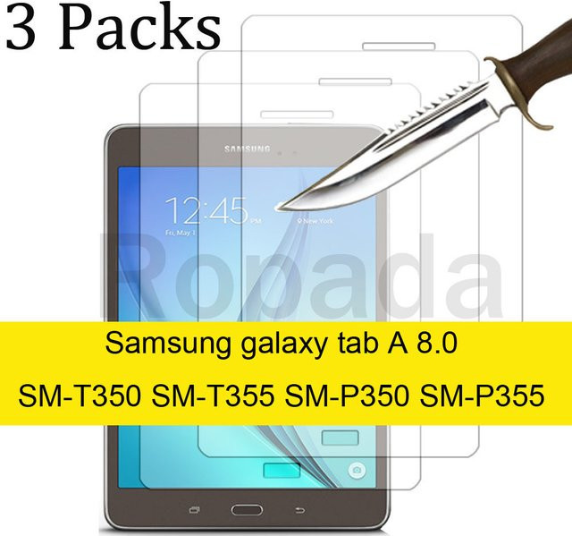 3er-Pack Glas-Displayschutzfolie für Samsung Galaxy Tab A 8.0 und Tab S in Transparent - Bild 1