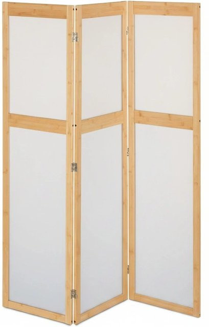 Relaxdays Paravent aus Bambus und Kunststoff in Weiß, 3-teilig, faltbar, Höhe: 168 cm, Breite: 135,5 cm, Tiefe: 1,5 cm - Bild 1