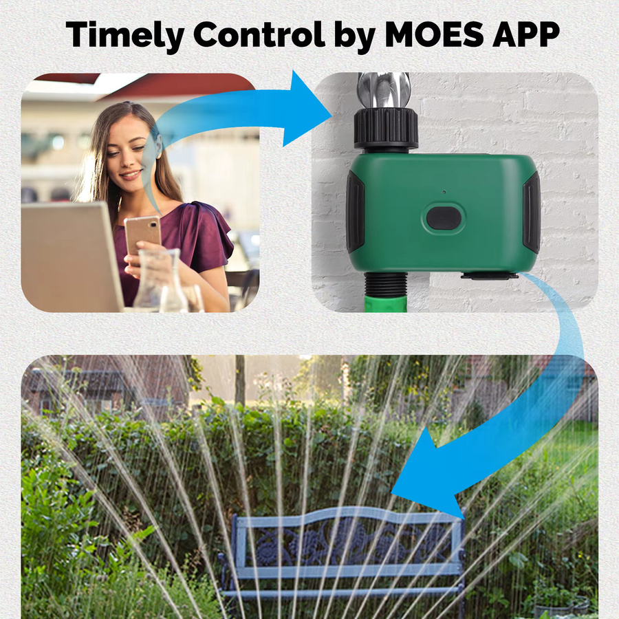 Moes Tuya Smart WiFi 1-Steckdose mit Wassertimer für Bewässerungssysteme und Automatisierung, App-Steuerung, kompatibel mit Alexa und Google Home Assistant, Grün - Bild 5
