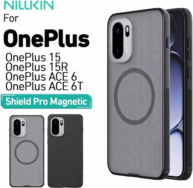 Nillkin Super Frosted Shield Pro Magnetische Handyhülle für OnePlus 15 15R ACE 6 ACE 6T in Schwarz - Bild 1