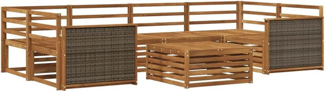vidaXL Outdoor-Sofagarnitur aus Massivholz Akazie in Natur, 7-teiliges Set in U-Form - Bild 1