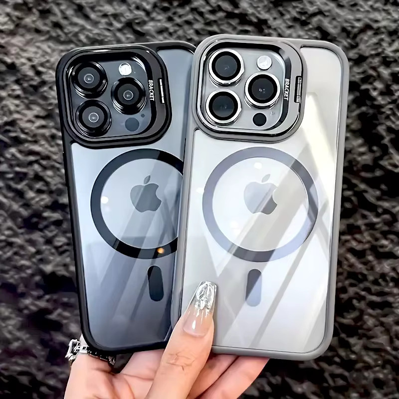 Clucy Magnetische Stoßfeste Handyhülle mit Glaslinsenschutz und Standfunktion für iPhone 12 bis iPhone 17 Pro Max Plus Air 11 in Schwarz und Grün - Bild 2