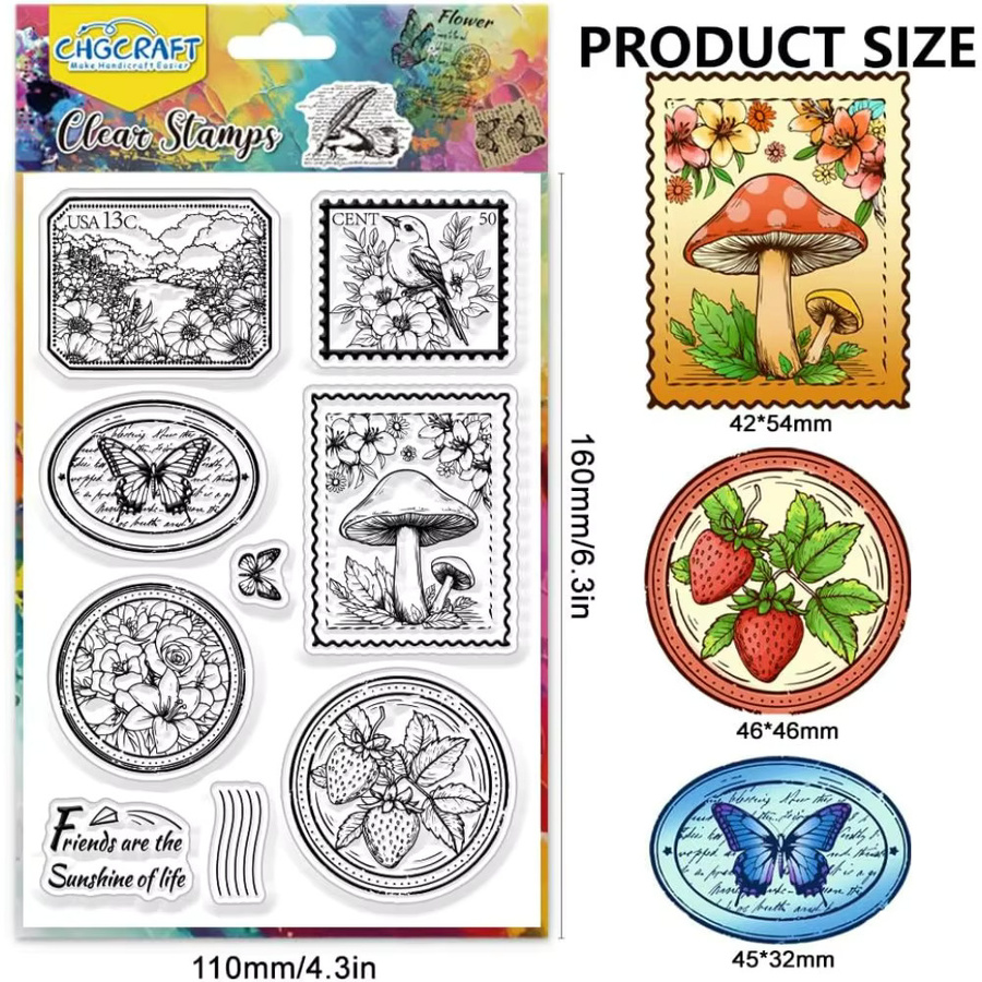 Vintage Blumen und Musik Motiv Klarsichtstempel aus Kunststoff für DIY Scrapbooking und Fotoalben, Transparent - Bild 2