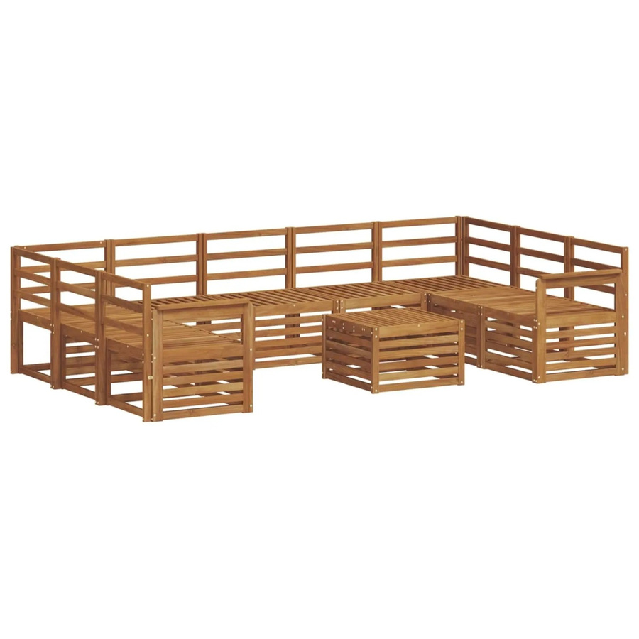 vidaXL Gartenmöbel Set 10-teilig aus Akazie Massivholz in Braun mit Tisch und Ecksofa im U-Shape Design - Bild 2