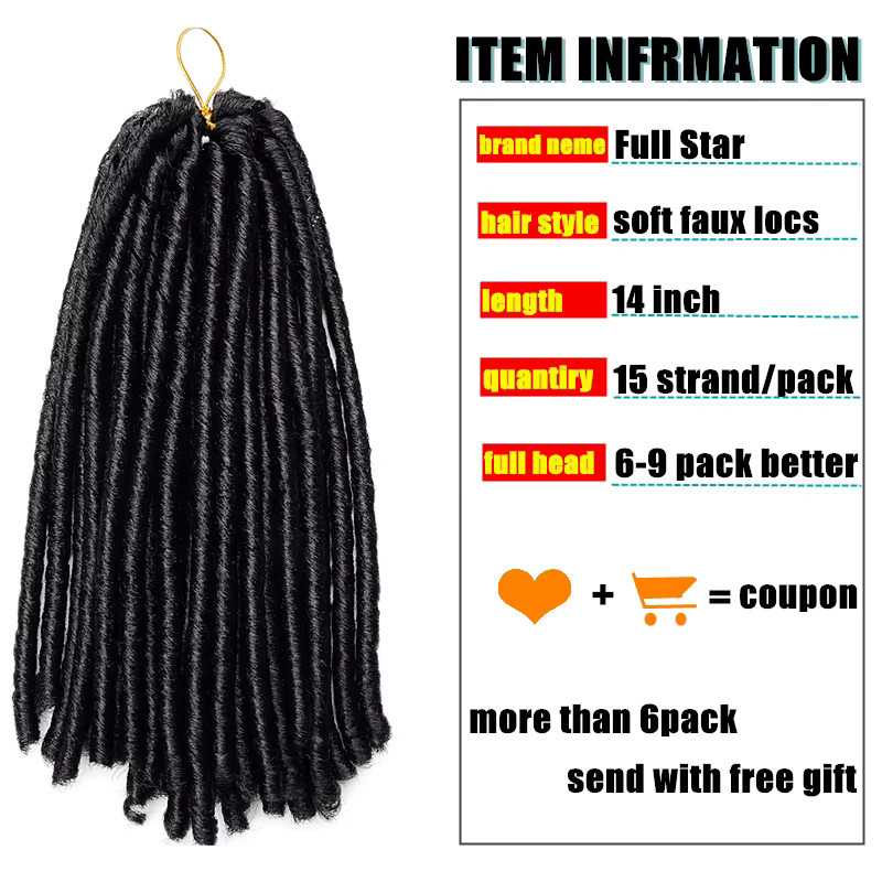 Full Star Faux Locs Häkelzöpfe, schwarz braun - Bild 3
