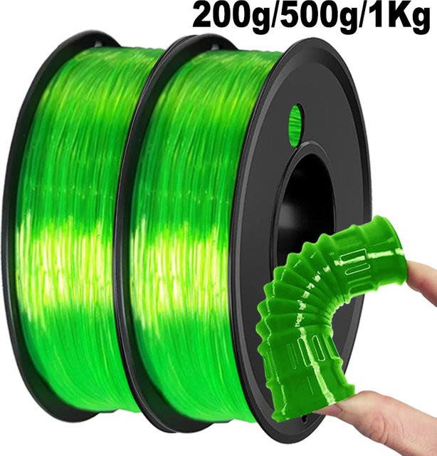 Flexibles TPU Filament Transparent Grün 1,75mm für FDM 3D-Drucker - Bild 1