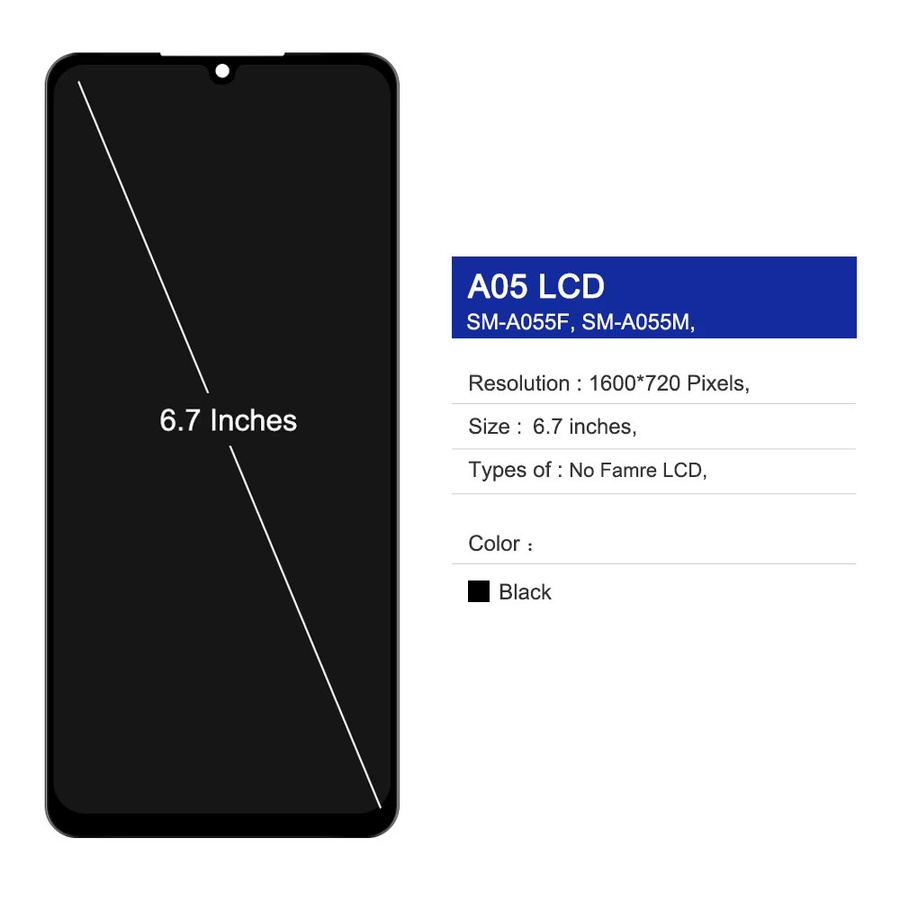 Samsung Galaxy A05 LCD Display Ersatz mit Rahmen und Touchscreen Digitizer in Schwarz - Bild 2
